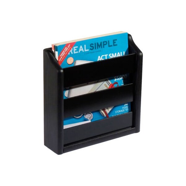 Wooden Mallet Wooden Mallet Wall Mount or Countertop Magazine Rack 11"W Black MRS1BK - main